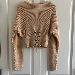Cute Cream Corset Front Sweater